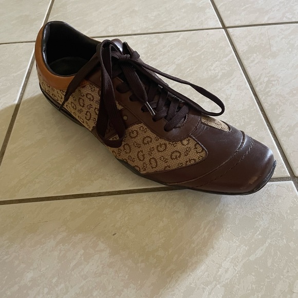 Men’s Guess Size 10 M Brown Multi Leather Monogram Sneakers - Picture 6 of 16